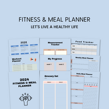 Load image into Gallery viewer, Ultimate Fitness & Meal Planner | Printable Health Tracker | Workout Log | Nutrition Journal | Digital Download