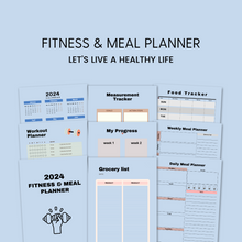 Load image into Gallery viewer, Ultimate Fitness &amp; Meal Planner | Printable Health Tracker | Workout Log | Nutrition Journal | Digital Download
